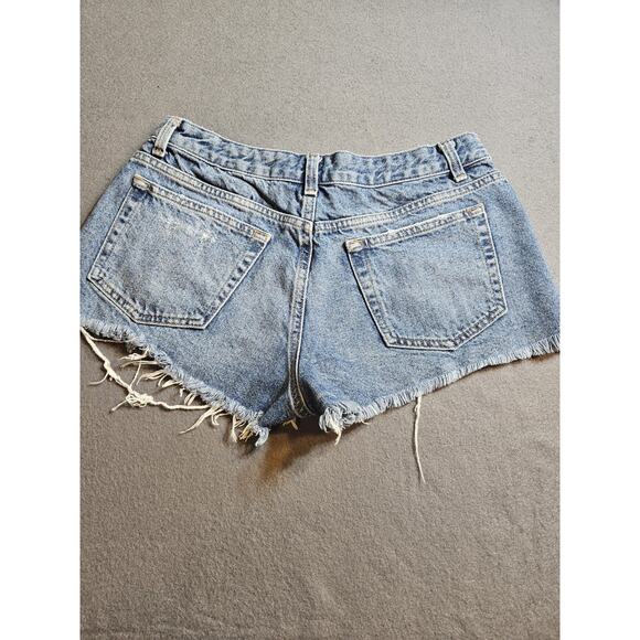 TOPSHOP Moto Shorts Womens 6 Blue Denim Jean Shorts Distressed Biker - Picture 5 of 5